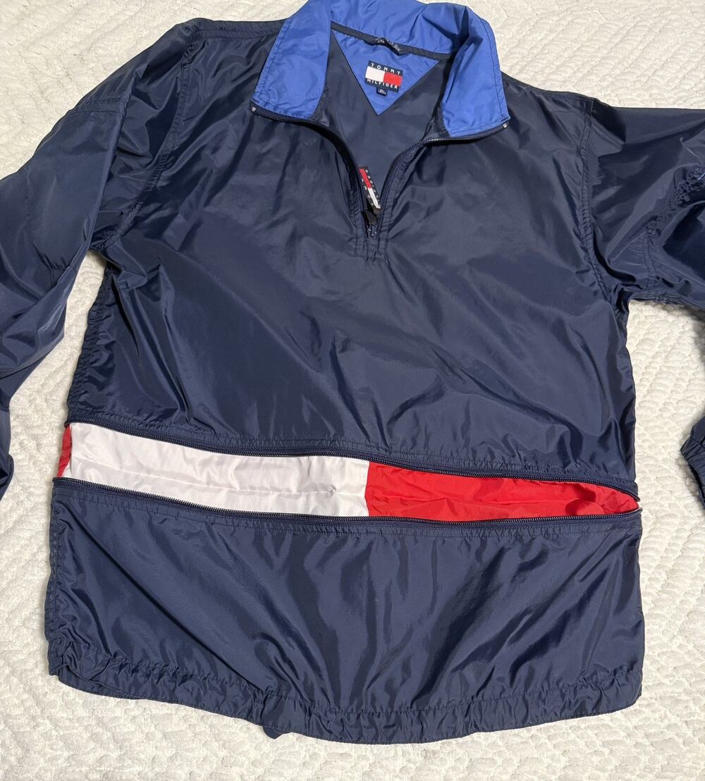 Y2K Tommy Hilfiger 1/4 Zip Windbreaker Mens Size XL